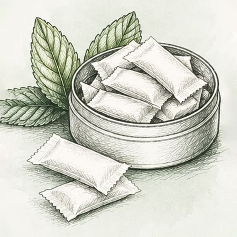 Nicotine-free pouches in sketch illustration image