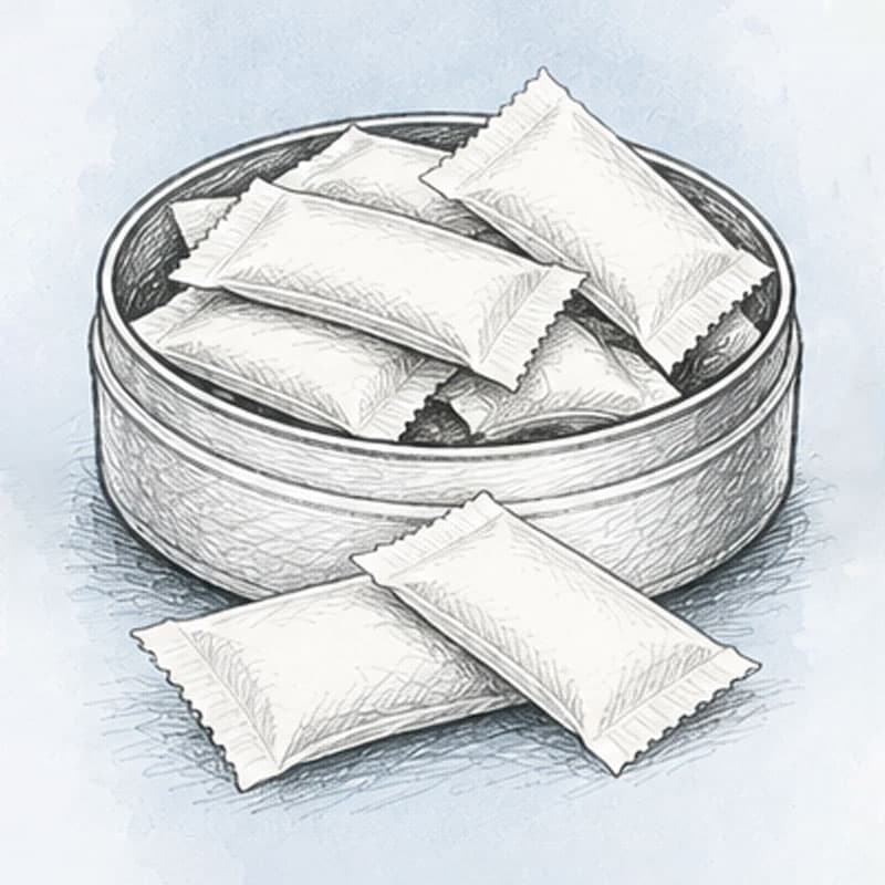 Nicotine pouches in sketch illustration image