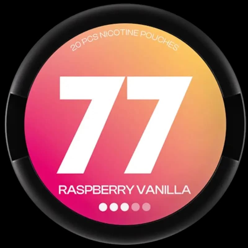 77 raspberry & vanilla nicotine pouch can