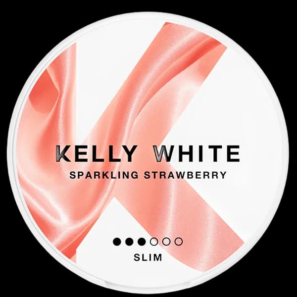 Kelly White Sparkling Strawberry nicotine pouch can