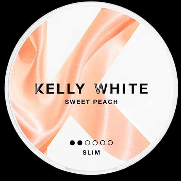 Kelly White Sweet Peach 4mg nicotine pouch can